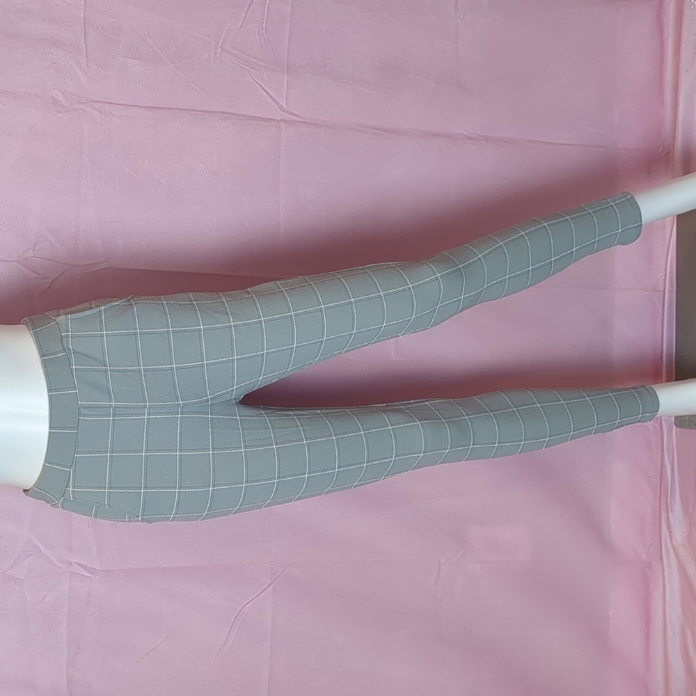 Nasty Gal Check Slim Leg Trousers in Light Gray
